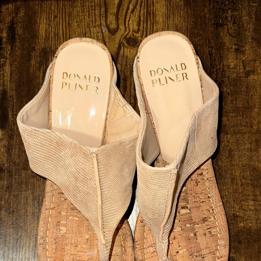 Donald J Pliner - Gilles - Tan - Suede Cork Wedge Sandals - Size 12M